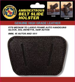 Belt Slide Holster, fits medium to large frame auto handguns-Black