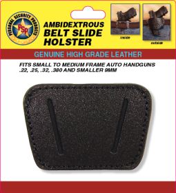 Belt Slide Holster, fits small to medium frame auto handguns-Black