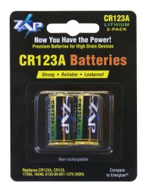ZAP Batteries CR123A   (non-retail packaging)